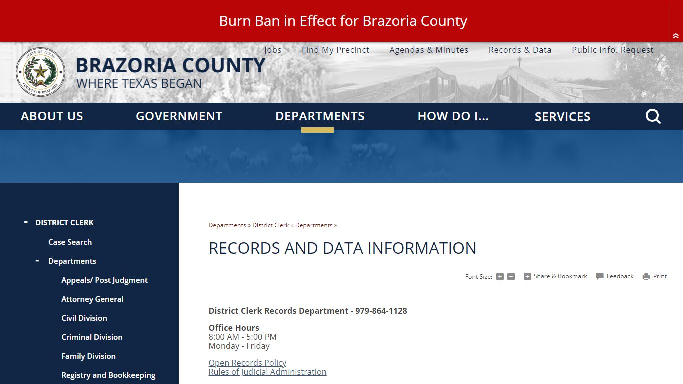 Records and Data Information | Brazoria County, TX